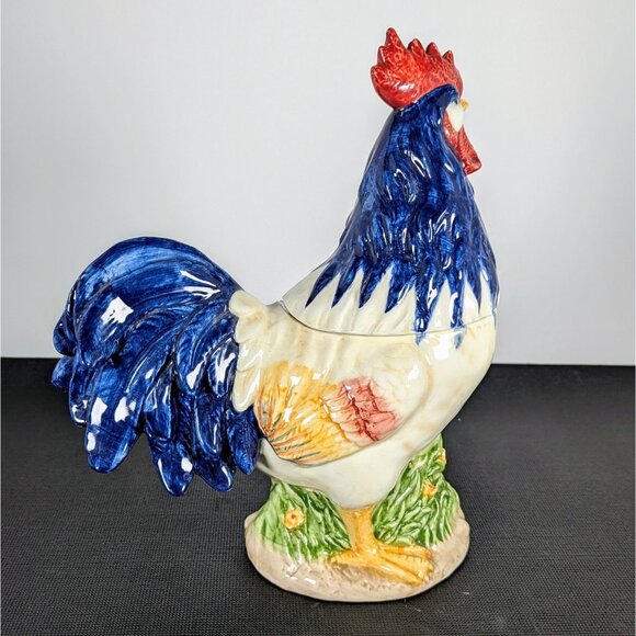 Rooster Cookie Jar -  Treat Jar, Vintage Painted Ceramic - Picture 3 of 4